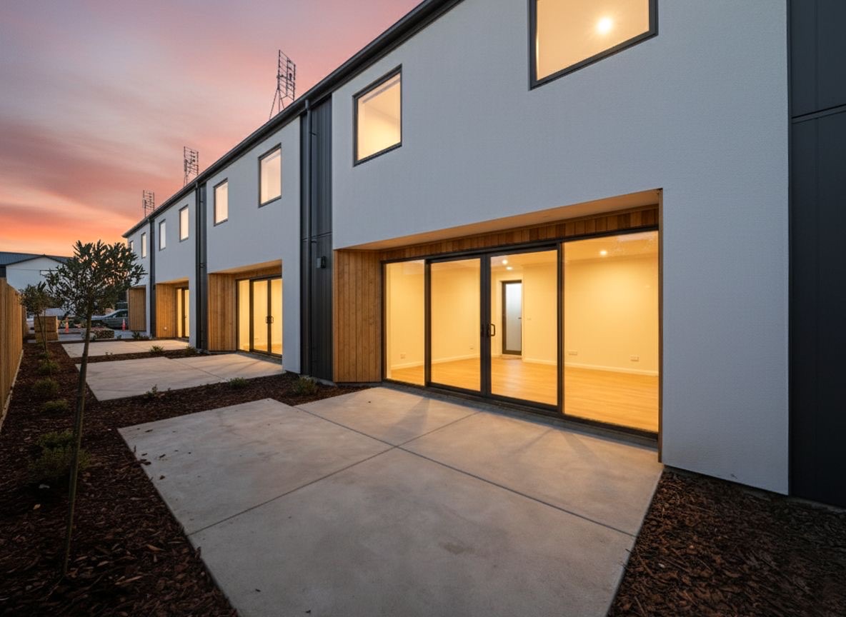 Completed homes and private outdoor areas at 22 Frederick Street